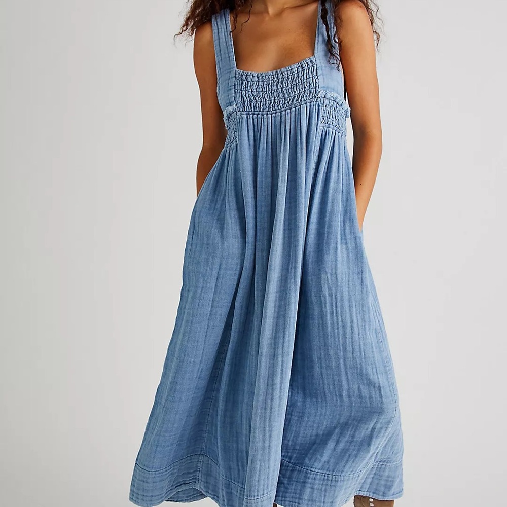 Free People Indigo Delphine Midi Dress